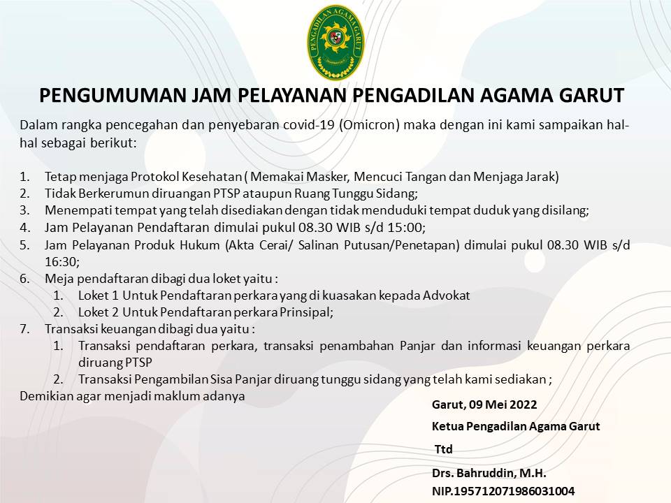 jam pelayanan 9 mei